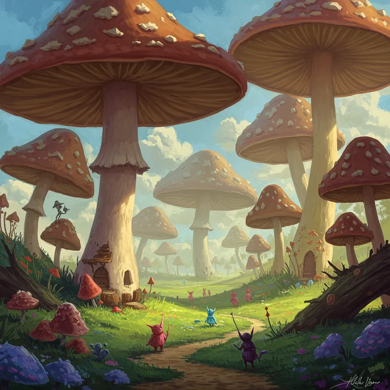 Surreal Mushroom Forest: A Dreamlike Digital Art Piece