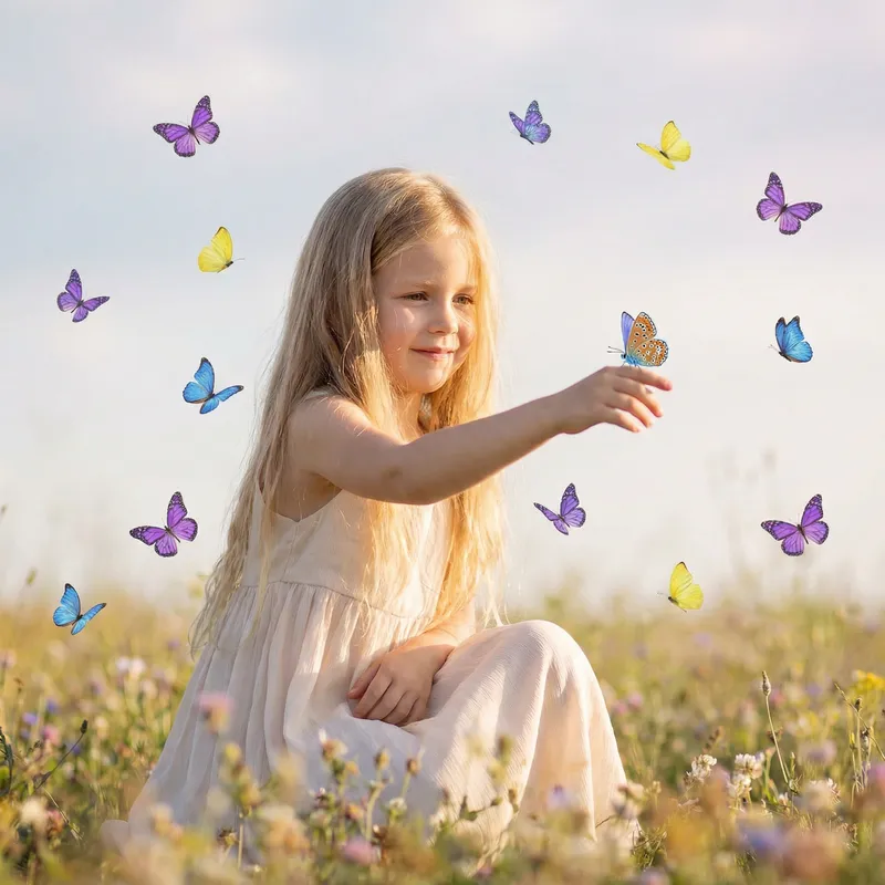 Blonde Girl with Butterflies – Ethereal Beauty