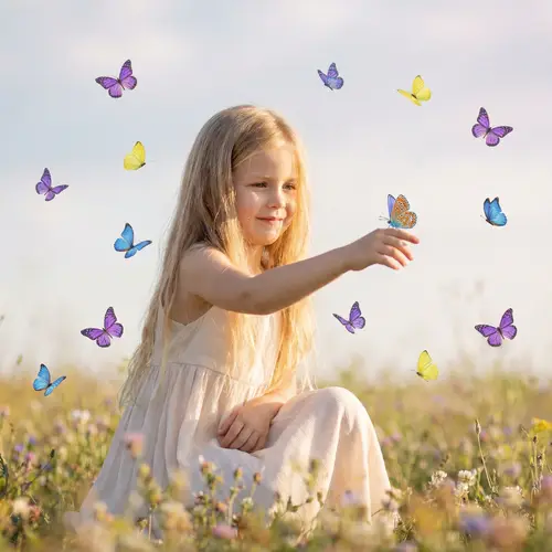 Blonde Girl with Butterflies – Ethereal Beauty