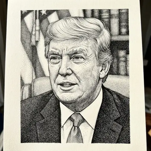 Dot Shading of Donald Trump | Black Pen Drawing