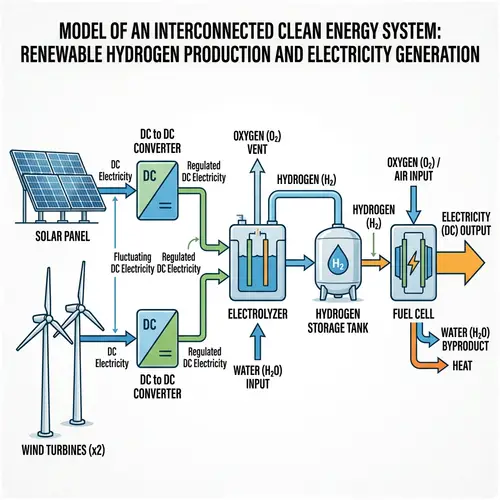 Clean Energy System: Solar Panel, Wind Turbines, DC Converters