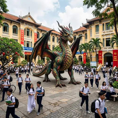 Majestic Dragon in Saigon-Style College Campus