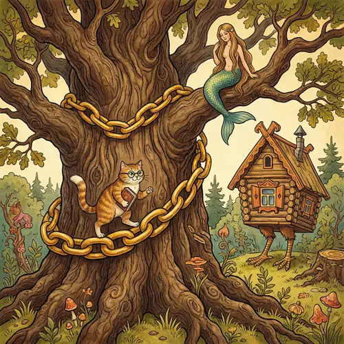 Enchanting Oak Tree from Pushkin's Tale