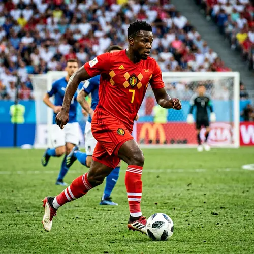 Intense Cristiano Ronaldo Dribbling Soccer Ball | Red Jersey #7