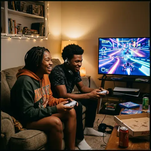 Black Friends Playing Video Games Together