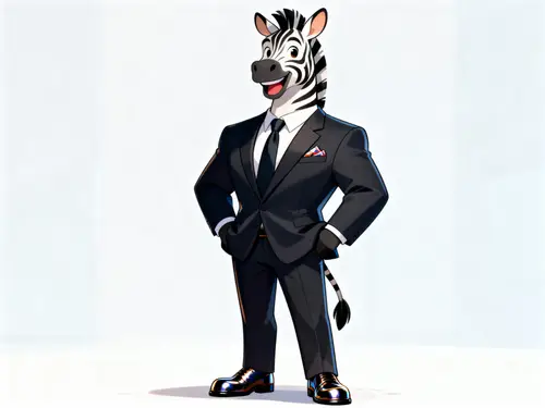 Cheerful Business Zebra: A Friendly Professional