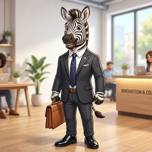 Cheerful Business Zebra: A Friendly Professional