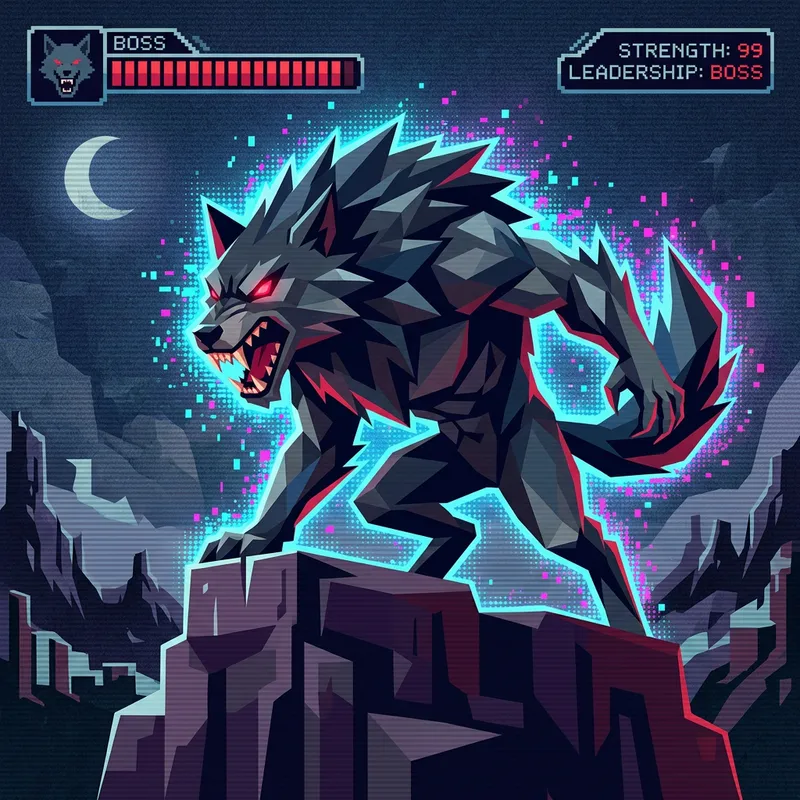 Boss Lycanthropy Illustration | Geometric Retro Video Game Art Boss Lycanthropy Illustration | Geometric Retro Video Game Art