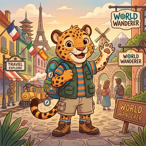 Adventurous Jaguar Mascot: Explore the World