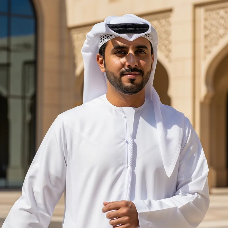 Kuwaiti Character in Traditional Dishdasha