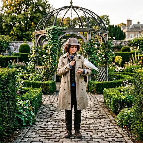 Teenage Detective Girl with Peaceful White Dove