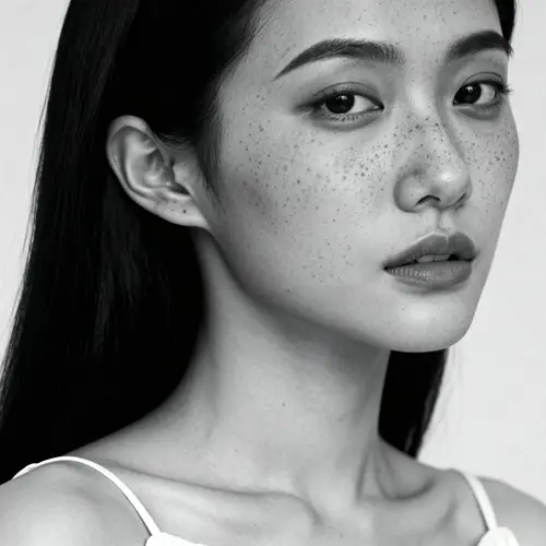 Elegant Asian Woman in White Dress