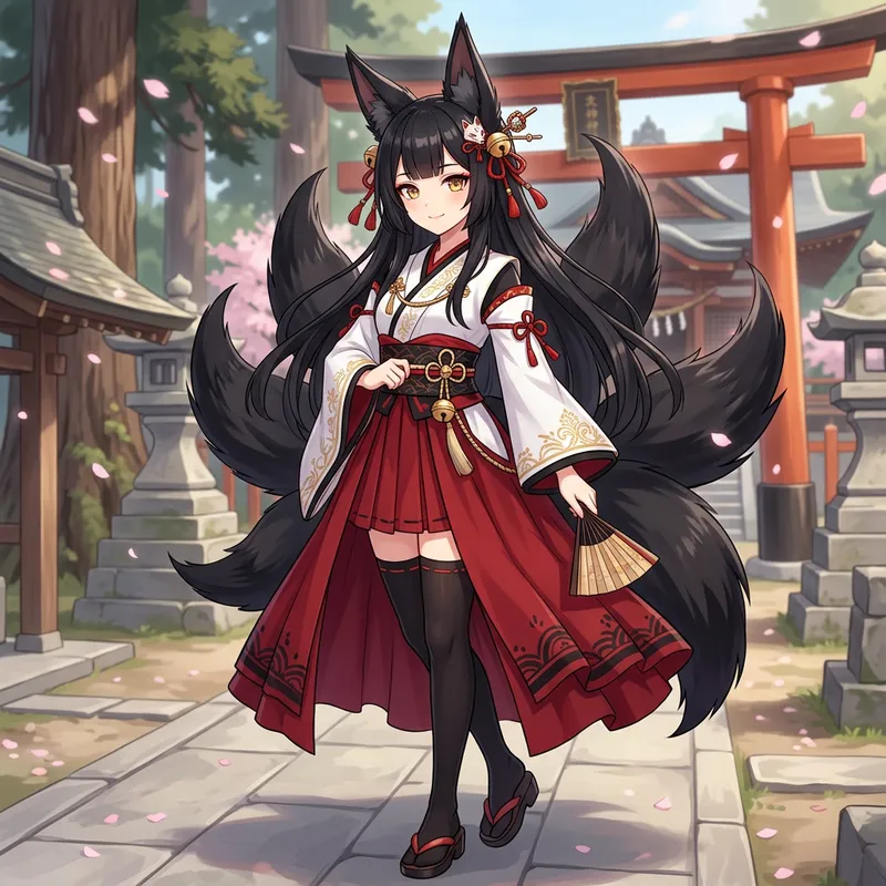 Kitsune Girl in Anime Style Dress Kitsune Girl in Anime Style Dress