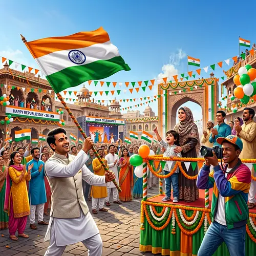 Republic Day Celebration: Diverse Crowds and Festive Atmosphere