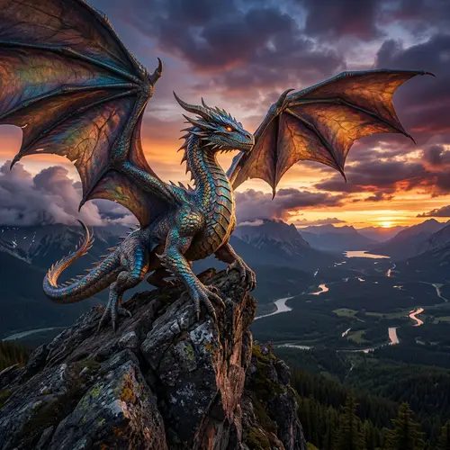 Majestic Dragon: Shimmering Scales & Powerful Wings