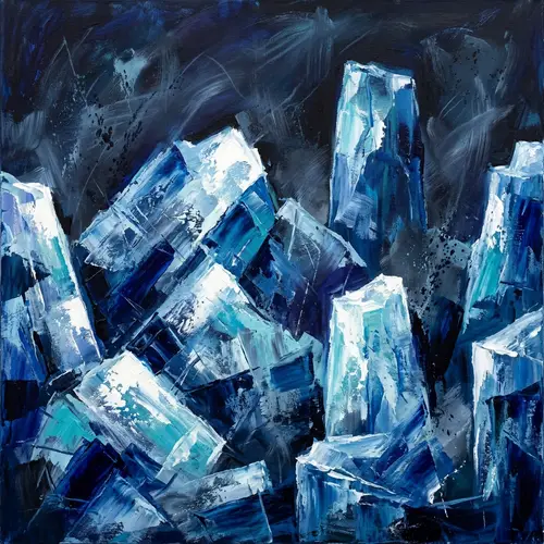 Abstract Icebergs Art | Deep Blues, Bright Whites