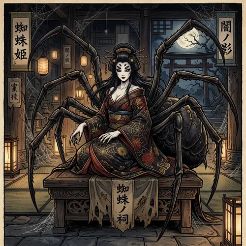 Japanese Anime Style Humanoid Spider Creature Art