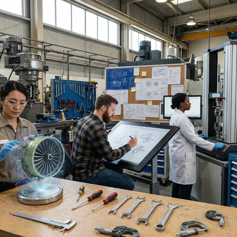 Product Engineering Challenges: Engineers Collaborate in Machinery Workshop