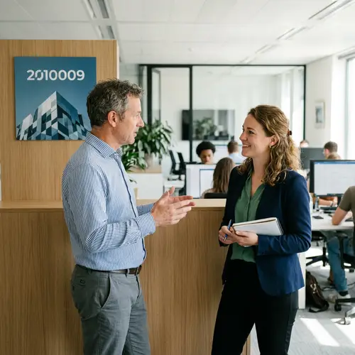Two People Discussing in an Office Setting