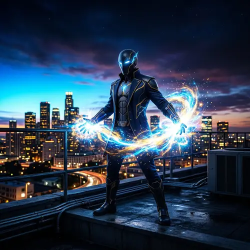 Energy Manipulating Superhero in Mysterious Jacket