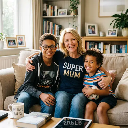 Super Mum with Two Sons: A Family Portrait