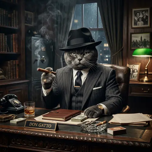 Mafioso Cat: Intimidating Mafia Boss Character