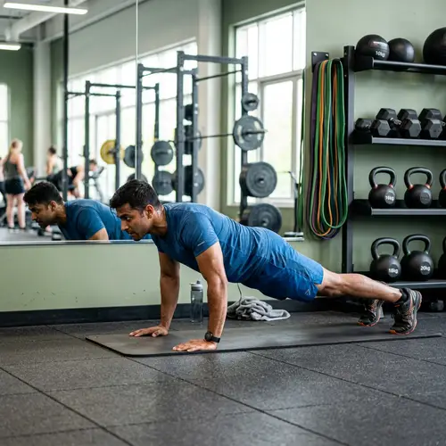 Man Doing Push Ups in a Gym: Fitness Guide