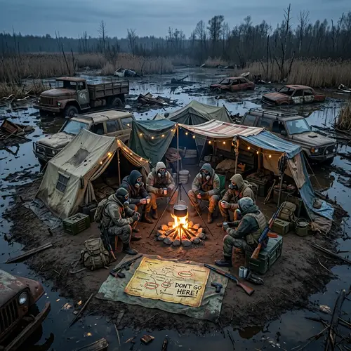 Cheerful Nomad Camp in Ruins: Tales of Survival in the Zone