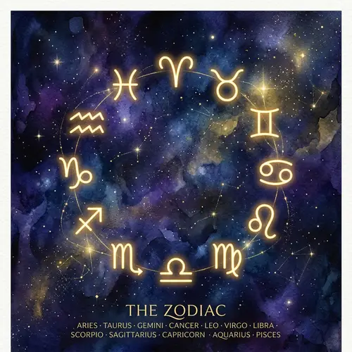 Elegant Minimalist Zodiac Signs on Cosmic Background