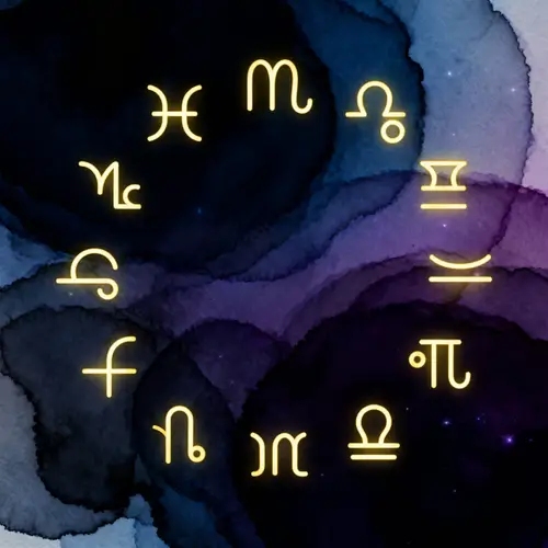 Elegant Minimalist Zodiac Signs on Cosmic Background