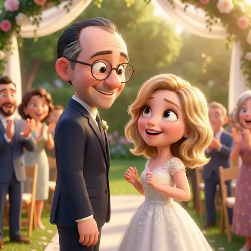 Pixar-Style Wedding Couple Animation