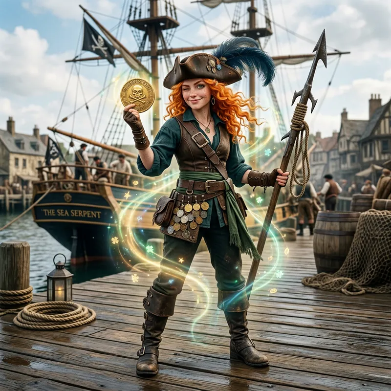 Miss Fourtune - Pirate Character with Orange Hair & Green Eyes