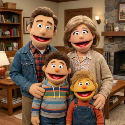 Fun Muppet Style Picture with Four Characters