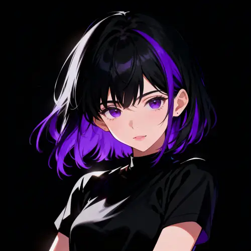 Stunning Anime Girl with Black and Purple Hair Art