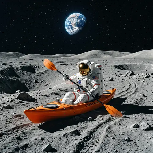 Astronaut Kayaking on the Moon: Perseverance in Low-Gravity Adventure