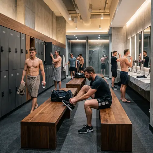 Modern Men's Gym Changing Room Overview