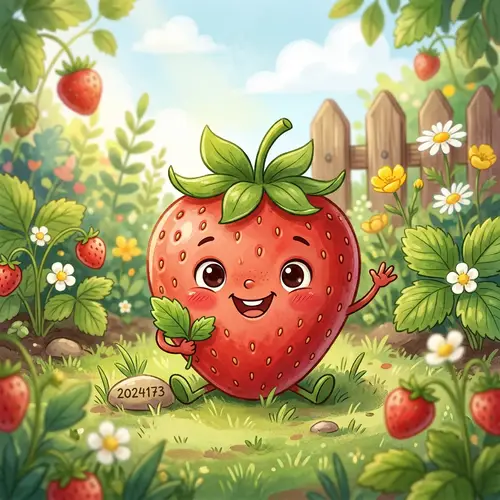 Cute Strawberry Illustration with a Face