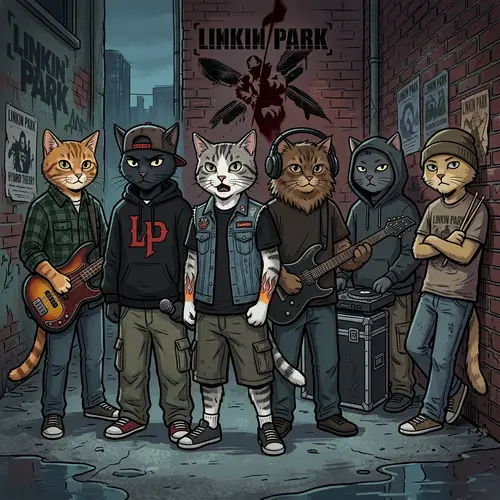 Anthropomorphic Cats Inspired by Linkin Park