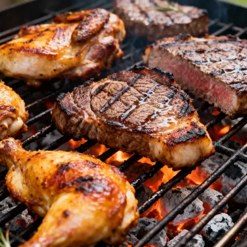 Grilled Chicken, Pork, and Beef Images