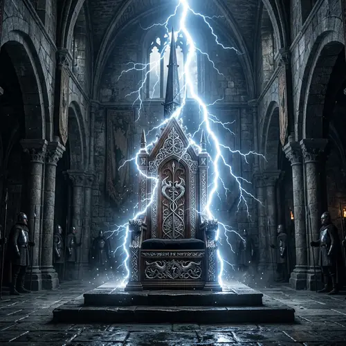 Majestic Throne in Ancient Castle | Lightning Bolts & Thunder