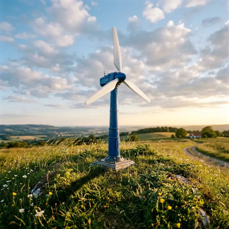 Miniature Wind Turbine on Grassy Knoll | Artistic Design Miniature Wind Turbine on Grassy Knoll | Artistic Design