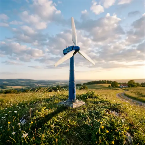 Miniature Wind Turbine | Artistic Blue & White Design