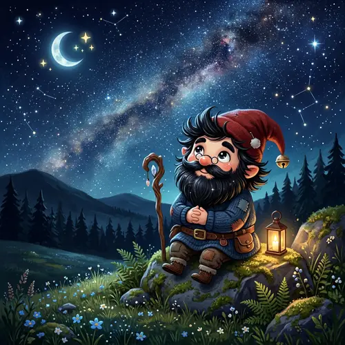Cute Gnome Gazing at Stars – Garden Gnome Statue