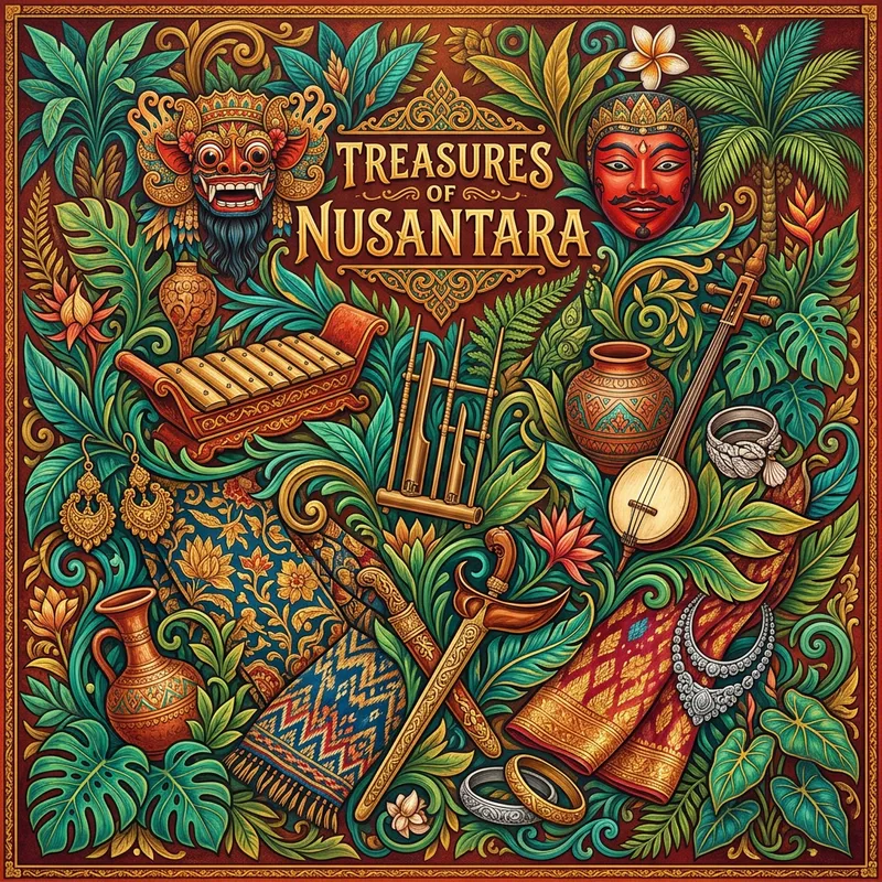 Nusantara Treasures: Vibrant Graphic Background