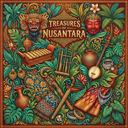 Nusantara Treasures: Vibrant Graphic Background