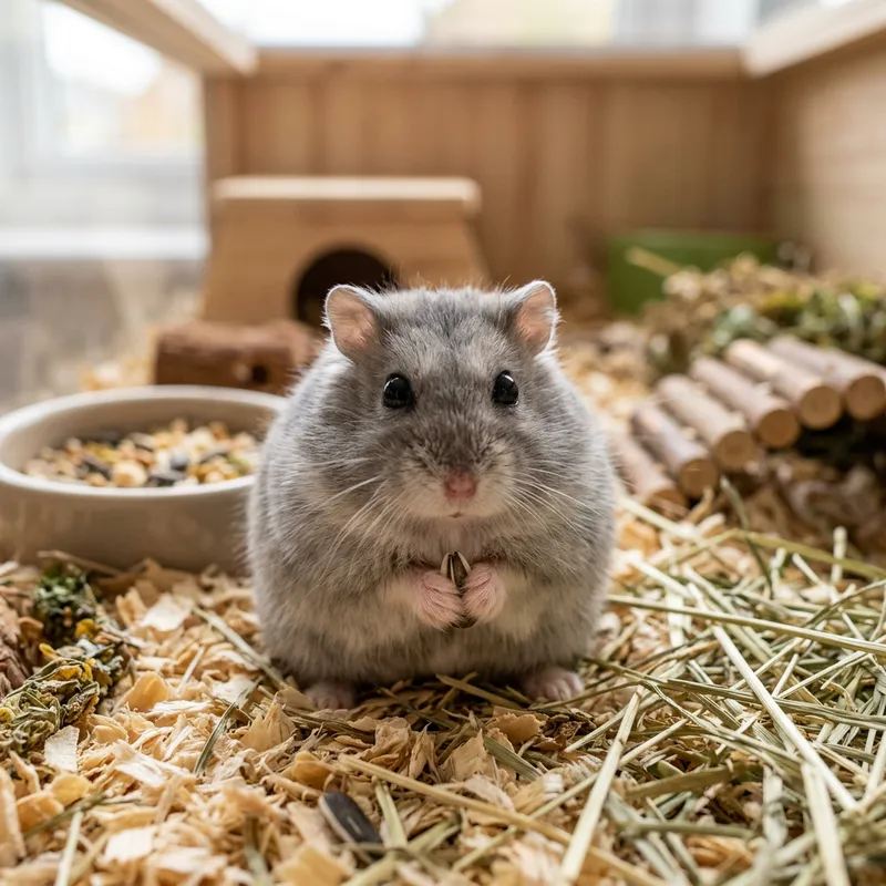 Adorable Grey Hamster - Cute Pet Image