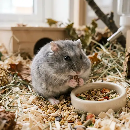 Adorable Grey Hamster Eating Food - Cute Hamster Images