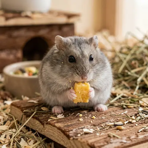 Cute Little Hamster Eating Cheese - Adorable Pet Moments