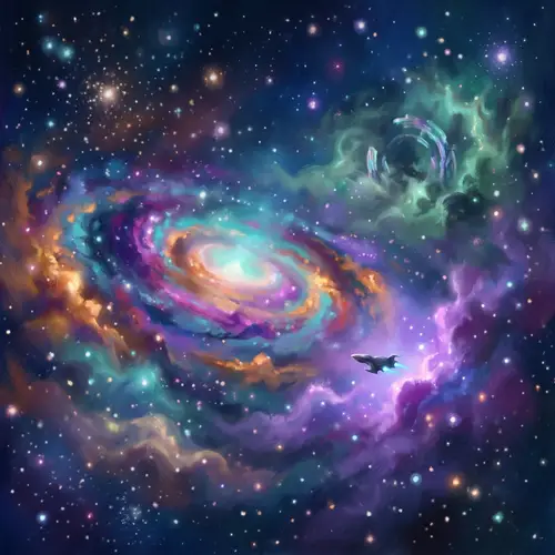 Cosmic Galaxy Scene - Dreamy Space Artwork