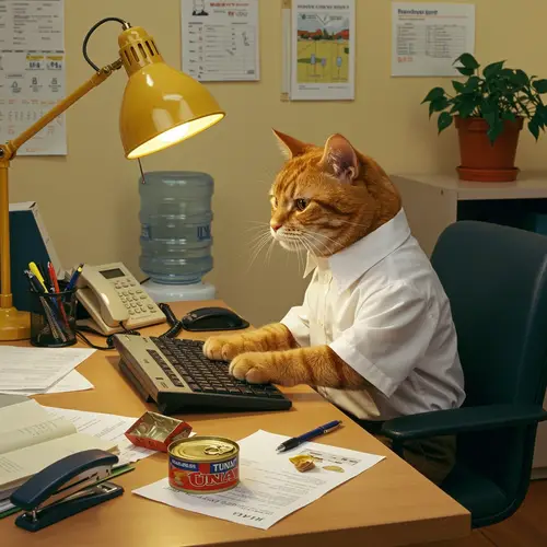 Orange Cat Office Worker: Feline Productivity